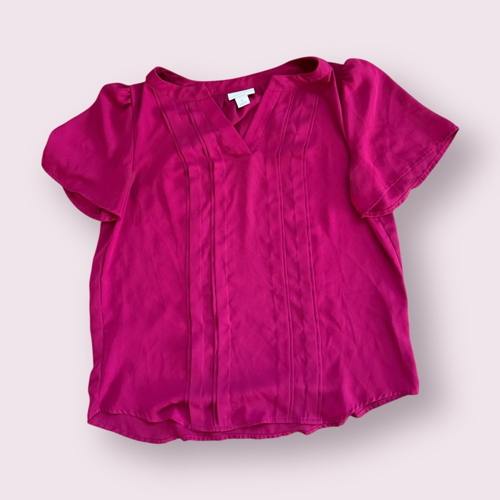 Liz Claiborne women’s hot pink fuchsia blouse short sleeve